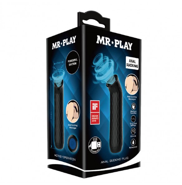 MR PLAY - Anal Sucking Plug (Chargeable - Black)